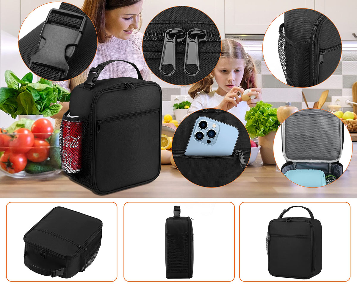 Reusable insulated lunch box for men, kids, and teens, featuring a small, durable design for everyday use.