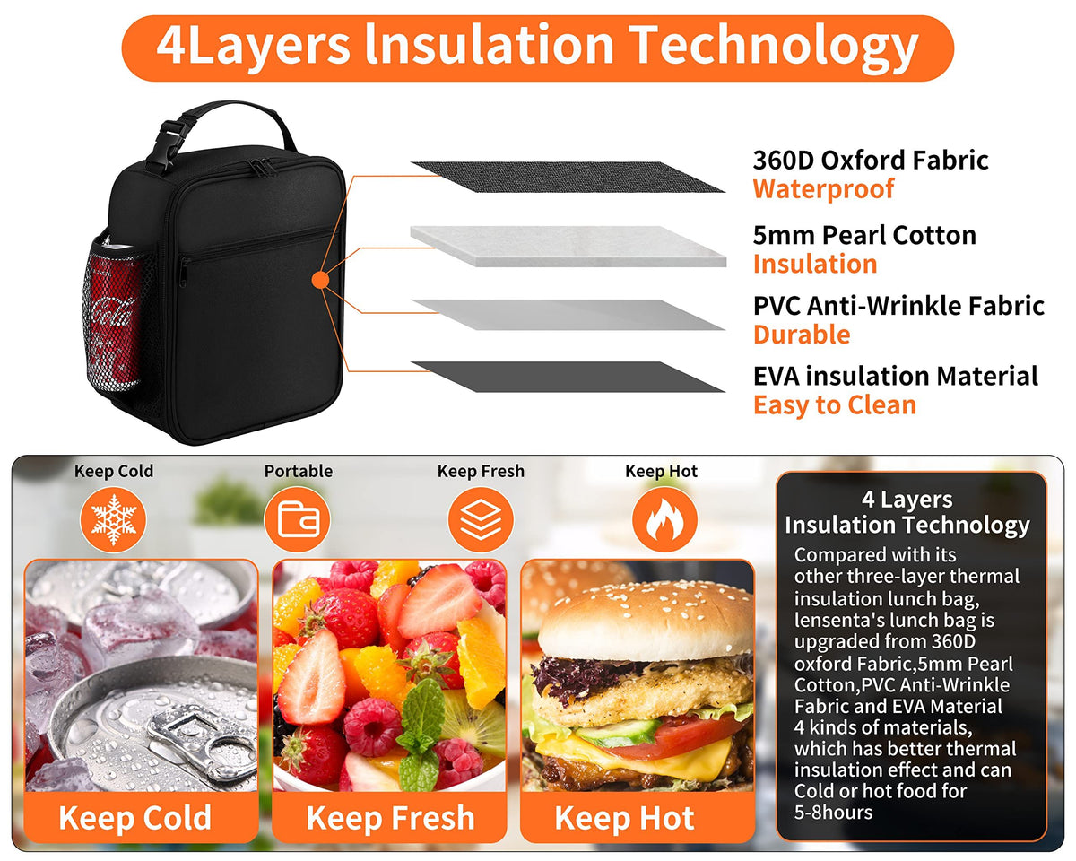 Insulated reusable lunch box for men, women, and kids in blue, featuring a compact design for school or work use.