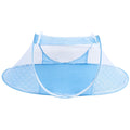 Blue folding baby mosquito netting for cribs, portable infant bed netting from Everything Baby, ideal for summer baby bedding.