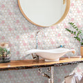 Self-adhesive marble kitchen backsplash tile stickers, 12-piece set for bathroom and home wall or floor decoration.