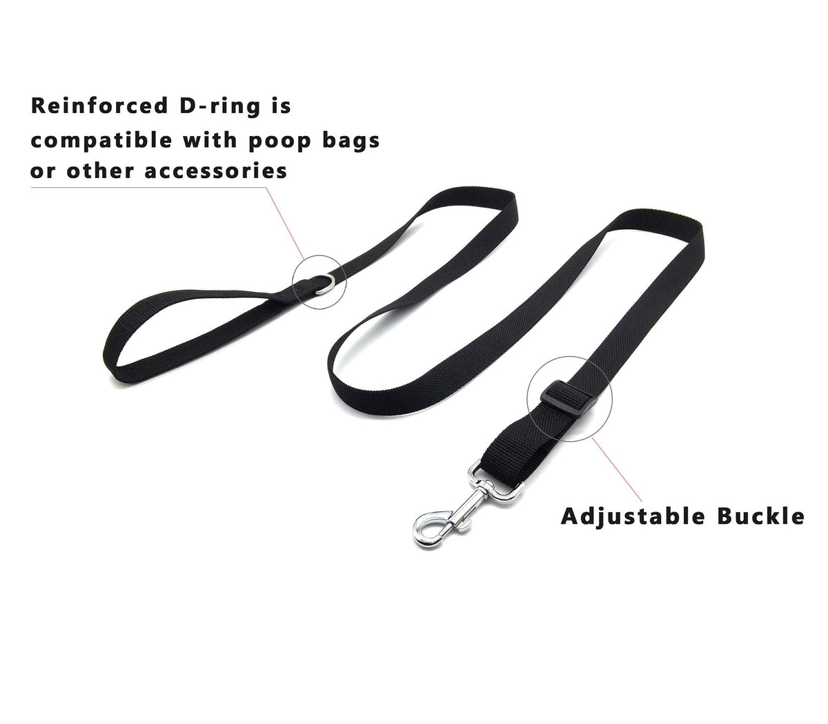 Black durable nylon dog training leash for puppies and dogs, ideal for obedience recall, agility, play, and safety training.