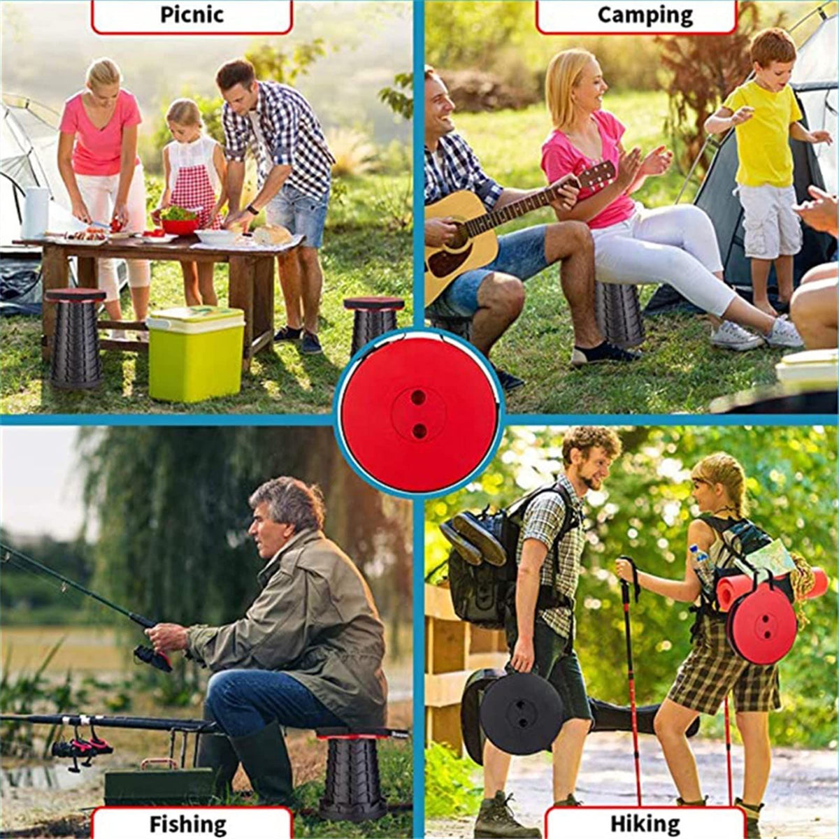Portable folding camping stool by Everything Baby, lightweight and retractable seat for outdoor and indoor use.