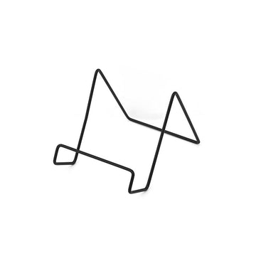 Metal square wire stand for cutting boards, cheeseboards, platters, or cookbooks, ideal for kitchen or dining display.