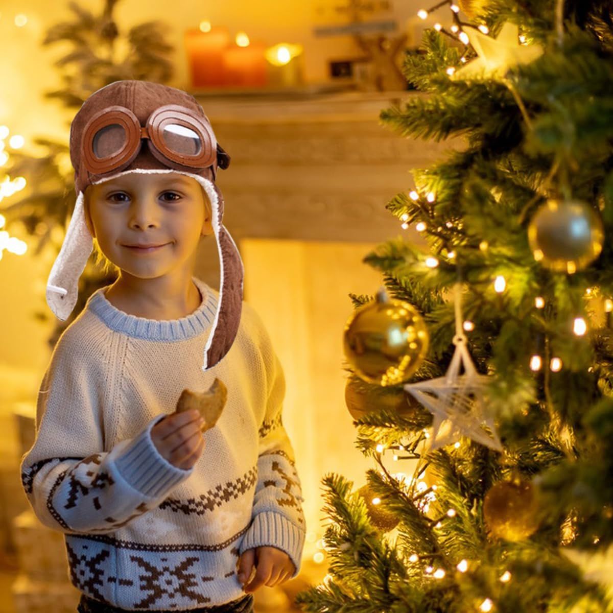 Unisex baby pilot aviator fleece hat with earflaps and earmuffs, warm and cozy for kids, by Everything Baby.