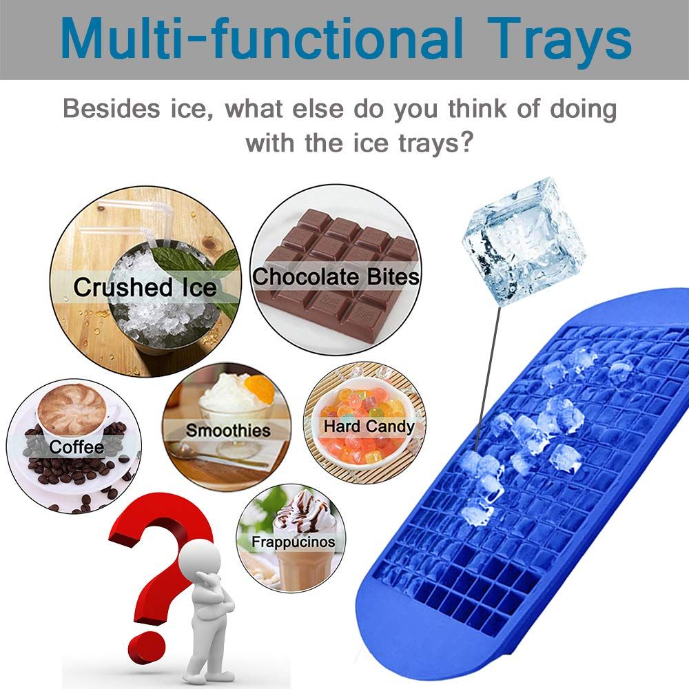 Silicone mini ice cube trays 2-pack by Everything Baby, stackable molds for small crushed ice cubes, easy release, ideal for chilling.