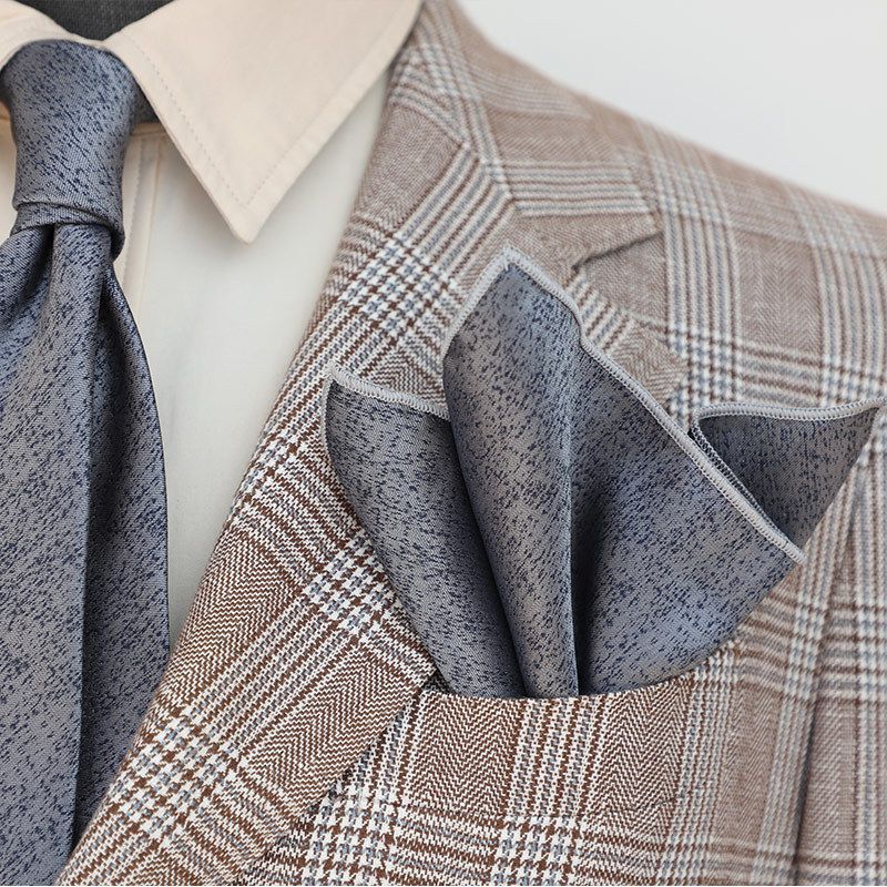 Pair of men's formal casual suit pocket scarves and handkerchiefs, elegant square accessories for suits and parties.