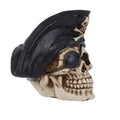 Realistic human skull resin statue with pirate details, suitable as a spooky Halloween ghost or skeleton figurine for kids' playsets