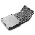 Wireless foldable Bluetooth keyboard with number pad, compact and portable, designed for travel and easy to recharge.