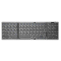 Wireless foldable Bluetooth keyboard with numeric keypad, portable and compact, designed for travel and easy use.
