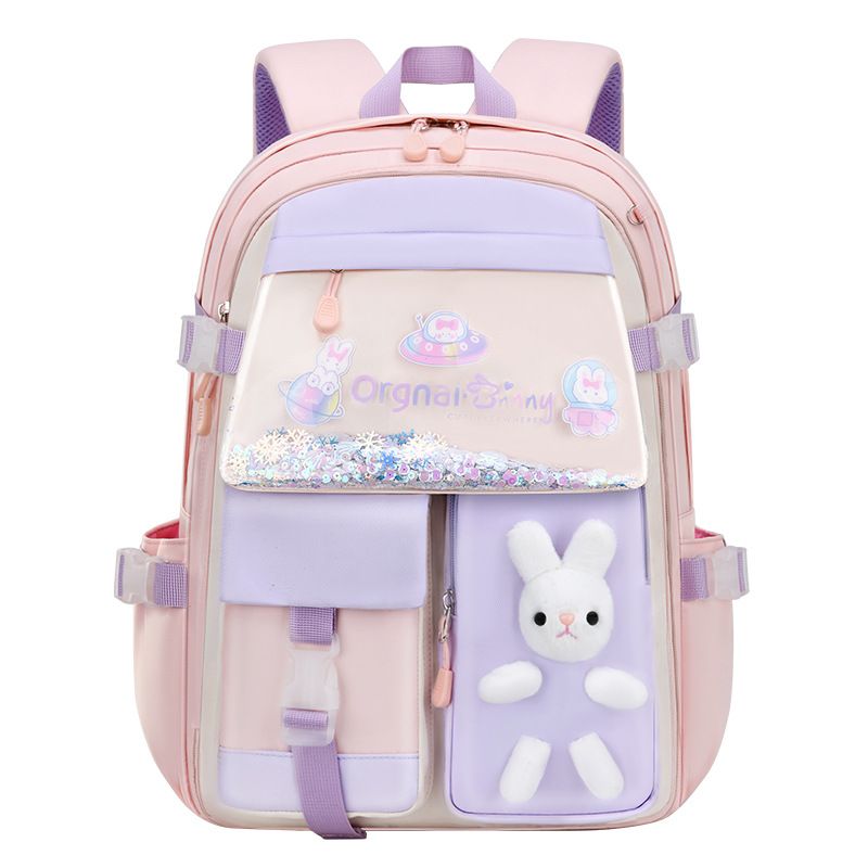 Cute girls' bunny backpack for elementary school, featuring a kid-friendly design and suitable for preschool and kindergarten students.