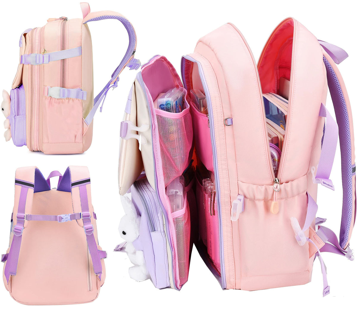 Cute girls' bunny backpack from Everything Baby, toddler preschool bookbag with fun design, ideal for kindergarten and elementary school.