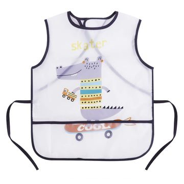 Baby Printed Bib Sleeveless Waterproof Feeding Bib Breathable Apron Bib Baby Painting Apron Bib for Infant 2 to 3 Years Old