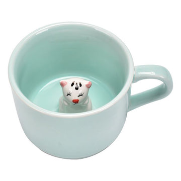 Surprise 3D Coffee Mug Animal Inside 8 oz with Kitten,Handmade Ceramics Cup,Christmas Birthday Surprise for Friends Family or Kids