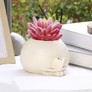 Funny Plant Pot for Indoor Outdoor Unique Cute Head Planters for String of Pearls Plant Live Gift Ideas for Mother, Christmas