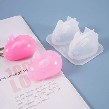 2 Pieces 3D Rabbit Silicone Resin Mold Easter Bunny Silicone Epoxy Resin Casting Molds DIY Soap Candle Plaster Making