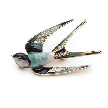 Enamel Pin Women Swallow Brooches Pins Scarf Clip Birds Rhinestone Banquet PinPremium Lovely Crystal Swallow Animal Brooch