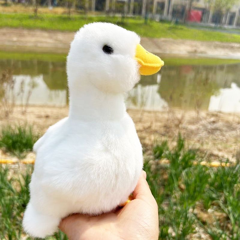 Two yellow plush duck and chick stuffed animals, 17cm, soft toys for kids, featuring realistic bird designs.