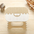 Two compact foldable plastic stools, ideal for kids and adults, suitable for kitchen, garden, bathroom, and outdoor activities.