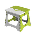 Two compact foldable plastic step stools for kids and adults, ideal for kitchen, garden, bathroom, and outdoor activities.