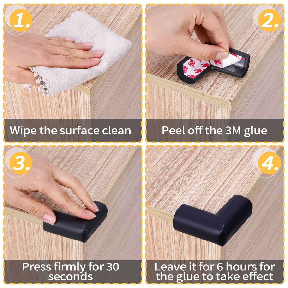 Black baby corner protector from Everything Baby, soft table corner guard for baby proofing and crib bumpers.