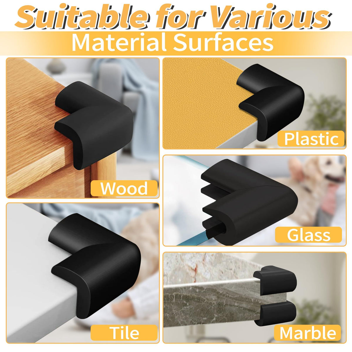 Black baby corner protector from Everything Baby, soft foam guard for table and crib corners to prevent injuries.