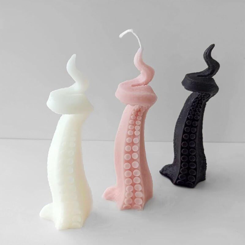 Octopus tentacle-shaped silicone soap mold for handmade soap or cake decorating, non-stick and flexible for easy use.