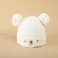 Toddler girl and boy knit winter hats with bear double bobbles, set of 2, warm toddler baby and kids winter cap from Everything Baby