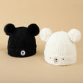 Toddler girls and boys winter knit hats with bear double bobbles, soft and warm, set of 2 by Everything Baby, suitable for cold weather.