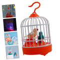 Two electronic bird toys for kids, featuring chirping sounds and voice activation, designed for pretend play with guinea pigs and pets.