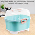 Portable baby bottle holder and storage box by Everything Baby, with lid cover, anti-dust protection, and space for toddler bottles and cutlery.