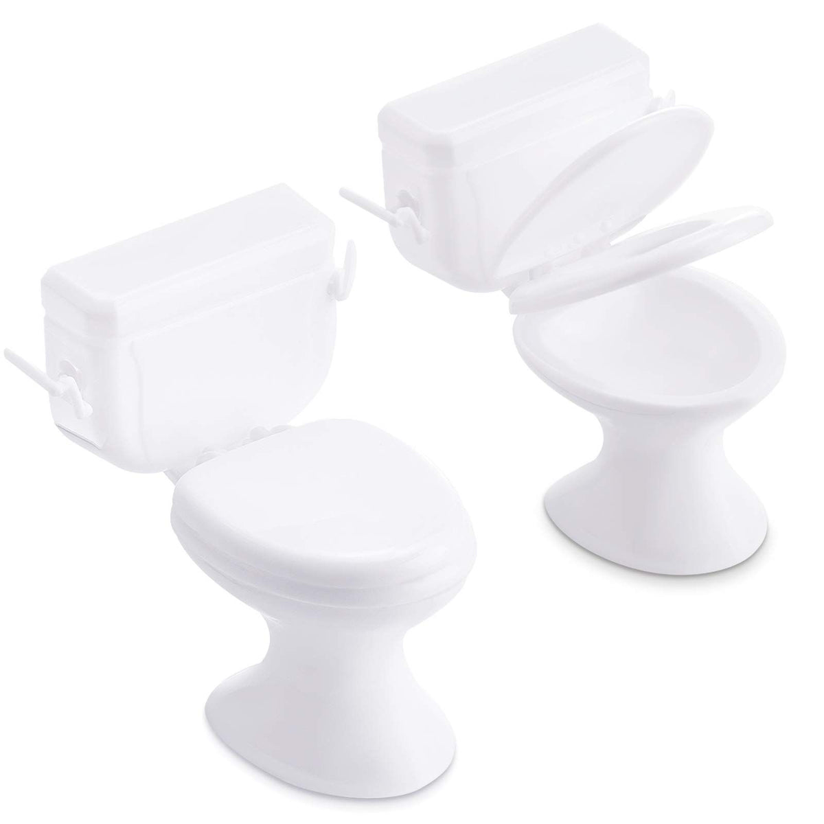 Miniature baby toilet seat toy for dollhouse pretend play by Everything Baby, includes two small bathroom accessories for kids' play.