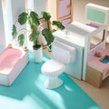Miniature baby toilet seat toy set by Everything Baby, includes two tiny toilet dolls for pretend play in dollhouse bathroom scenes