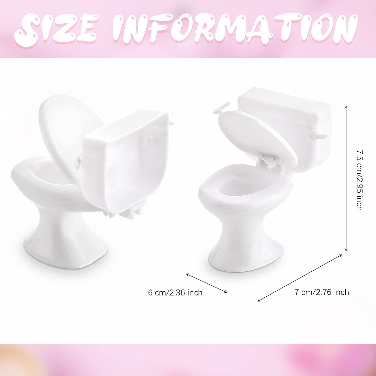 Miniature baby toilet seat toy from Everything Baby, perfect for dollhouse pretend play, featuring classic bathroom design.