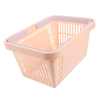 Mini plastic storage basket shaped like a mini supermarket cart, ideal for kids' toy storage and household organization.
