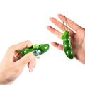 Green Squeeze-a-Bean Soybean stress relief toy set by Everything Baby, playful keychain charms for mobile phones and keys.