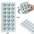 Silicone heart-shaped ice cube tray with lid from Everything Baby, 21-cavity mold for ice cubes, gelatine, or baby feeding.