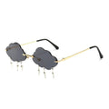 Cute rimless sunglasses for women with cloud-shaped vintage 90s-inspired design, trendy and fun disco glasses by Everything Baby
