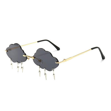 Cute rimless sunglasses for women with cloud-shaped vintage 90s-inspired design, trendy and fun disco glasses by Everything Baby