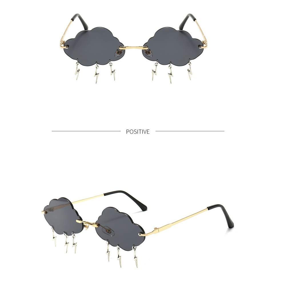 Cute rimless sunglasses for women with cloud-shaped, disco-inspired designs, trendy vintage 90s style, perfect for fun fashion.