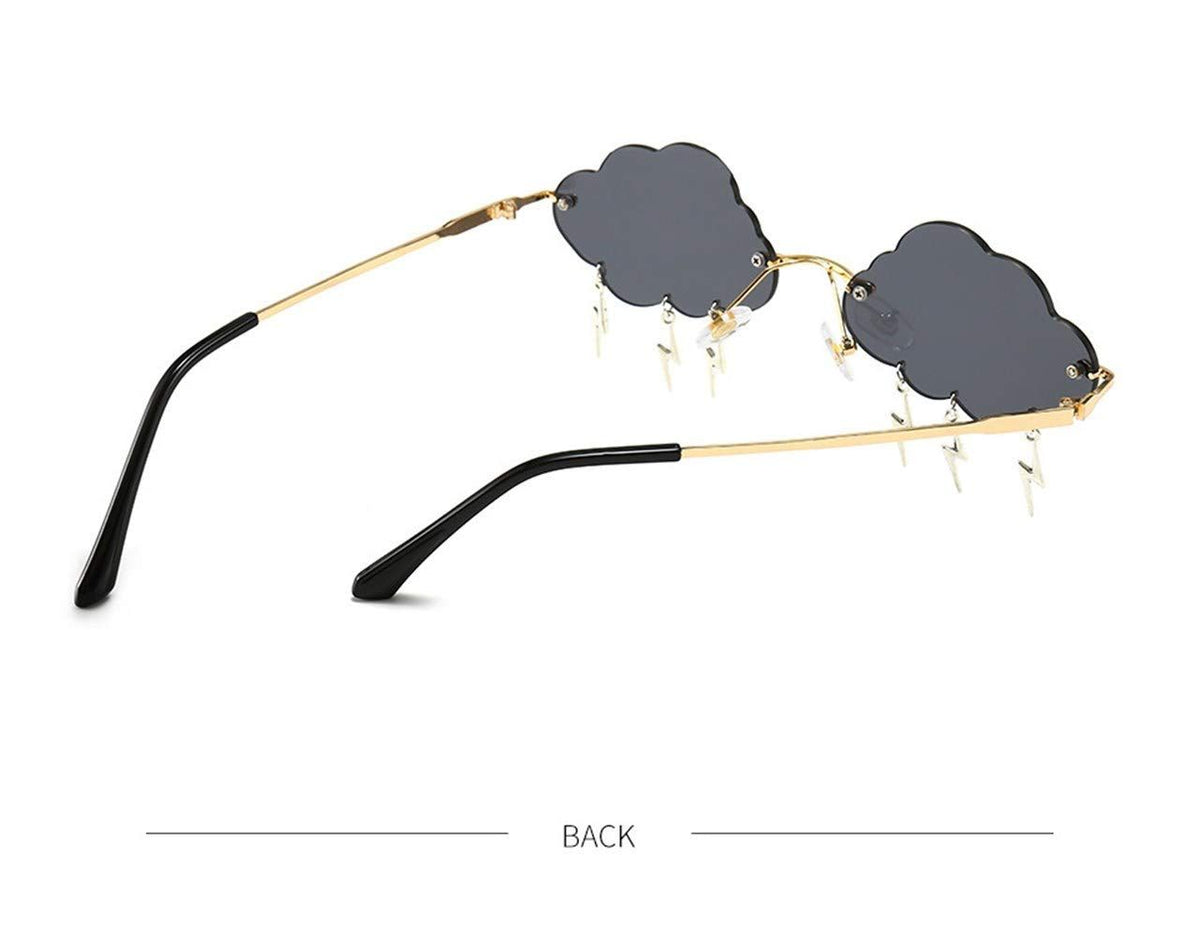 Cute rimless cloud-shaped sunglasses for girls by Everything Baby, featuring trendy vintage 90s disco-inspired design.