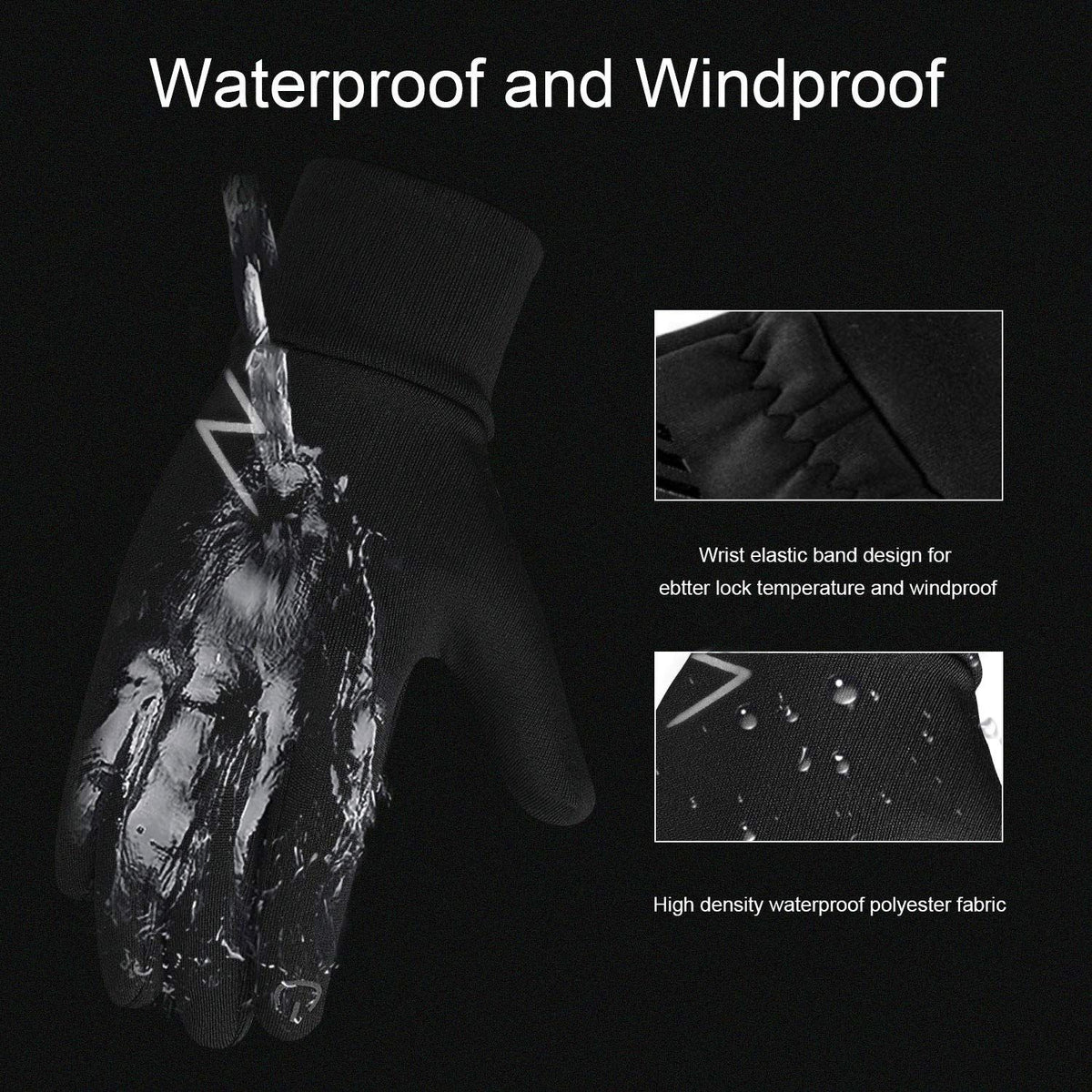Kids winter gloves by Everything Baby, water-repellent touchscreen fleece gloves with anti-slip grip for boys and girls ages 3-15.