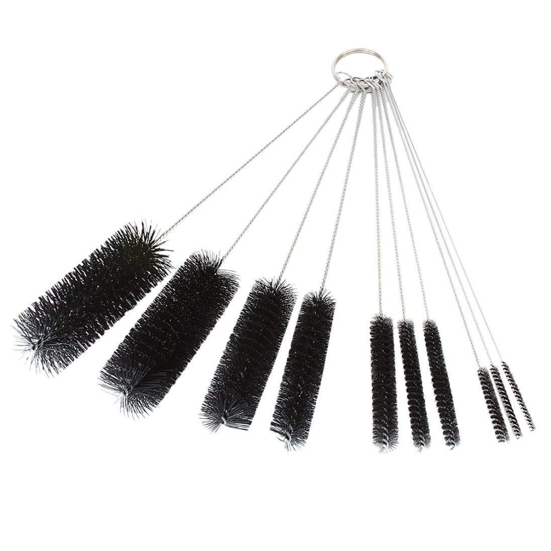 Set of 10 baby bottle and straw cleaning brushes from Everything Baby, including nylon tube brushes for sippy cups, tumblers, and water bottles.