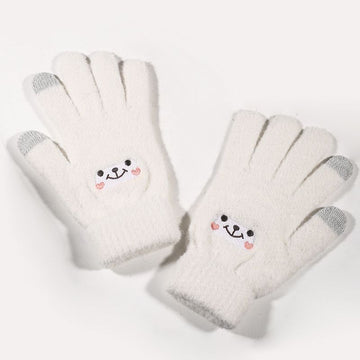 Warm touch screen cycling gloves for kids by Everything Baby, knitted with cute cartoon embroidery and soft, skin-friendly material.