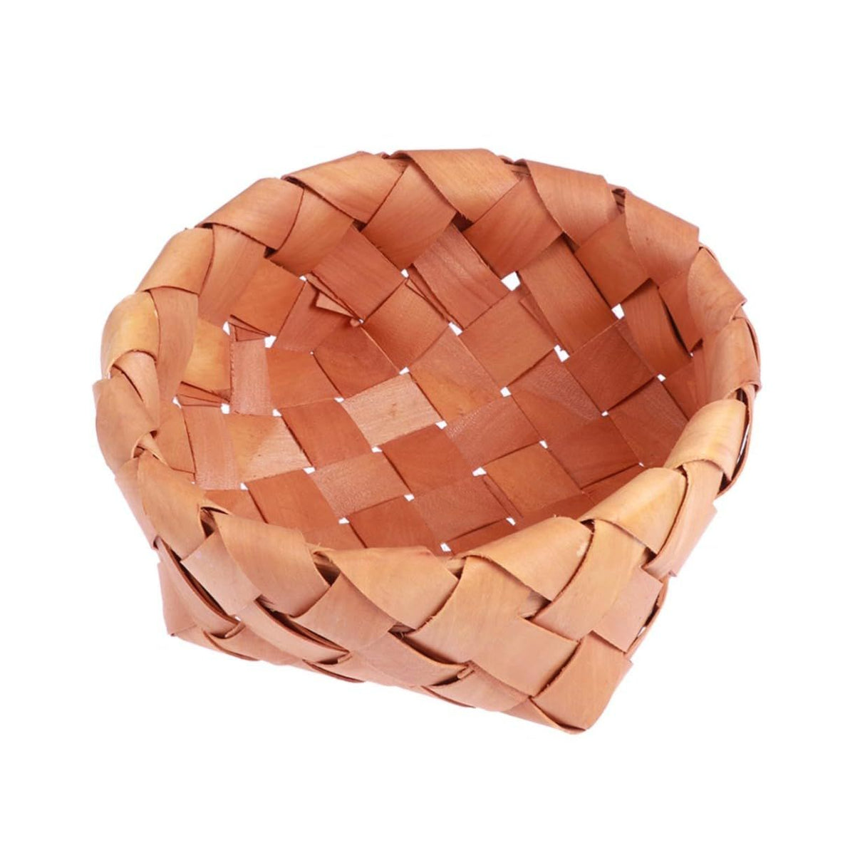 Wooden woven storage basket for kids, featuring a natural wood finish, ideal as a toy box or household storage solution.