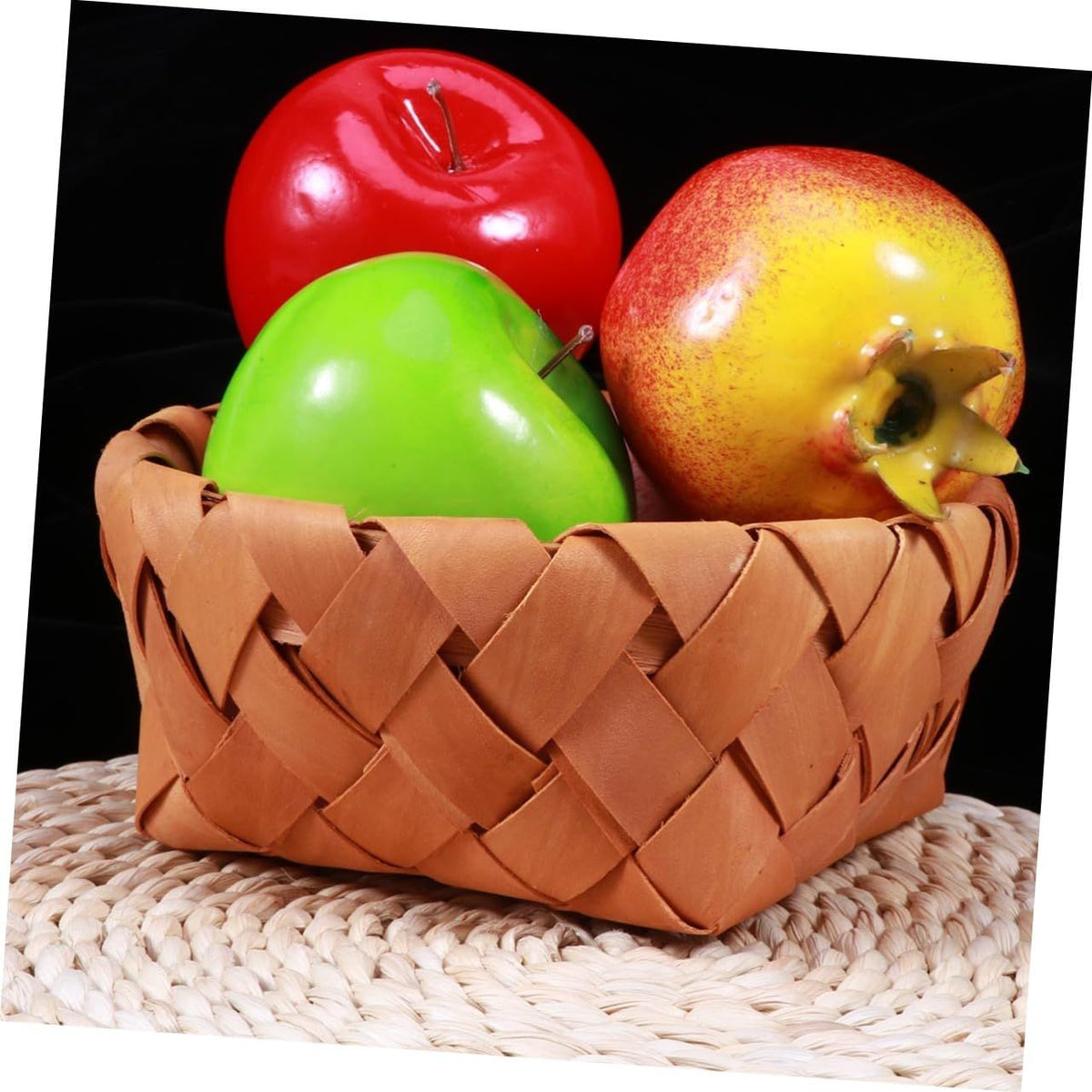 Wooden woven storage basket for toys and fruits, handmade by Everything Baby, ideal for kids' bedrooms and playrooms.