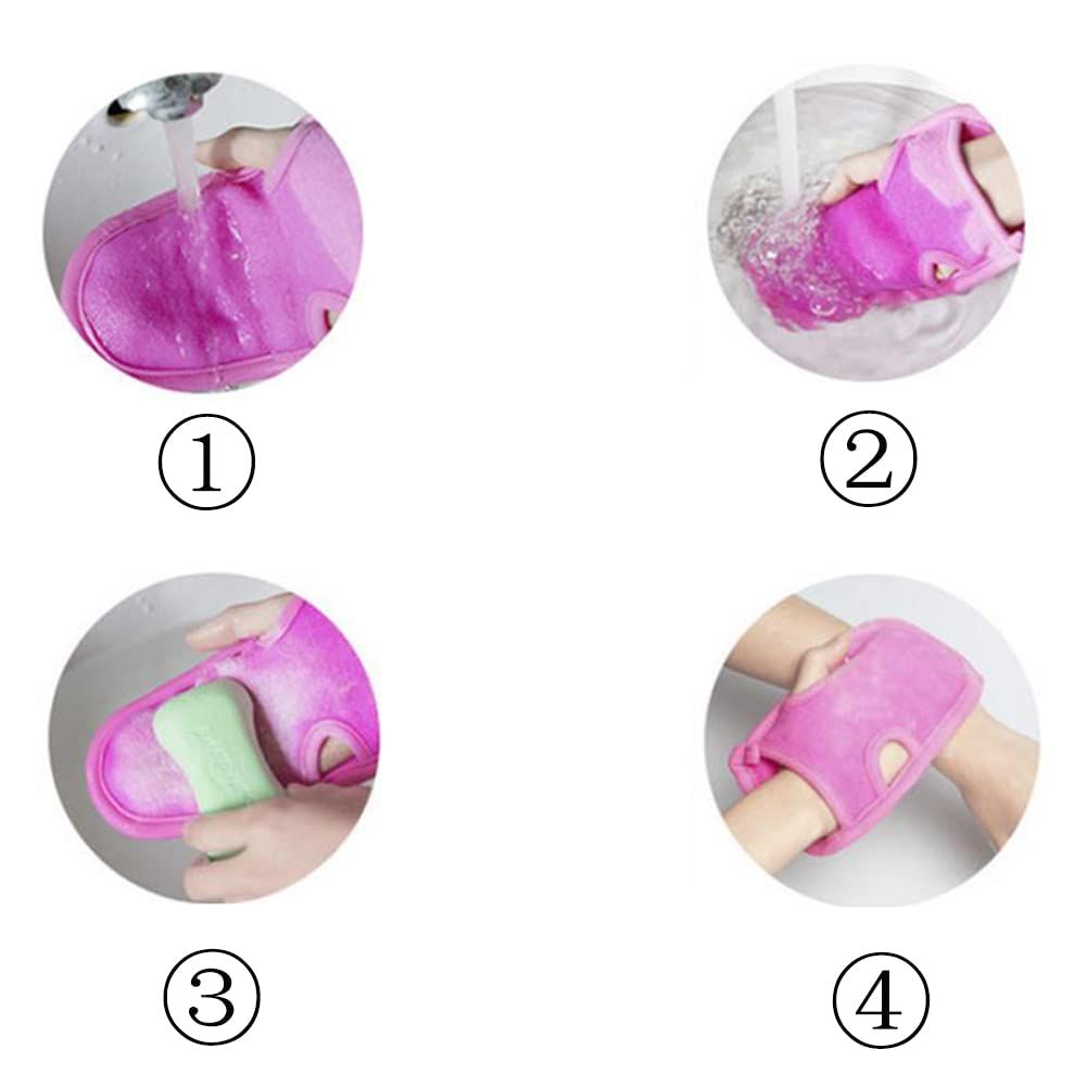 Soft and plush double-sided bathing mitts from Everything Baby, gentle for face and body skin care for adults and kids.