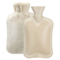 Rubber hot water bottle with soft cover, 2-liter capacity, used for pain relief and comfort for babies and kids.