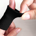 Set of 10 black summer finger sleeves for kids, elastic trigger braces and knuckle compression protectors for arthritis relief.