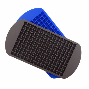 Two silicone ice cube trays with easy-release molds for making frozen cubes, ideal for baby feeding, drinks, and desserts.