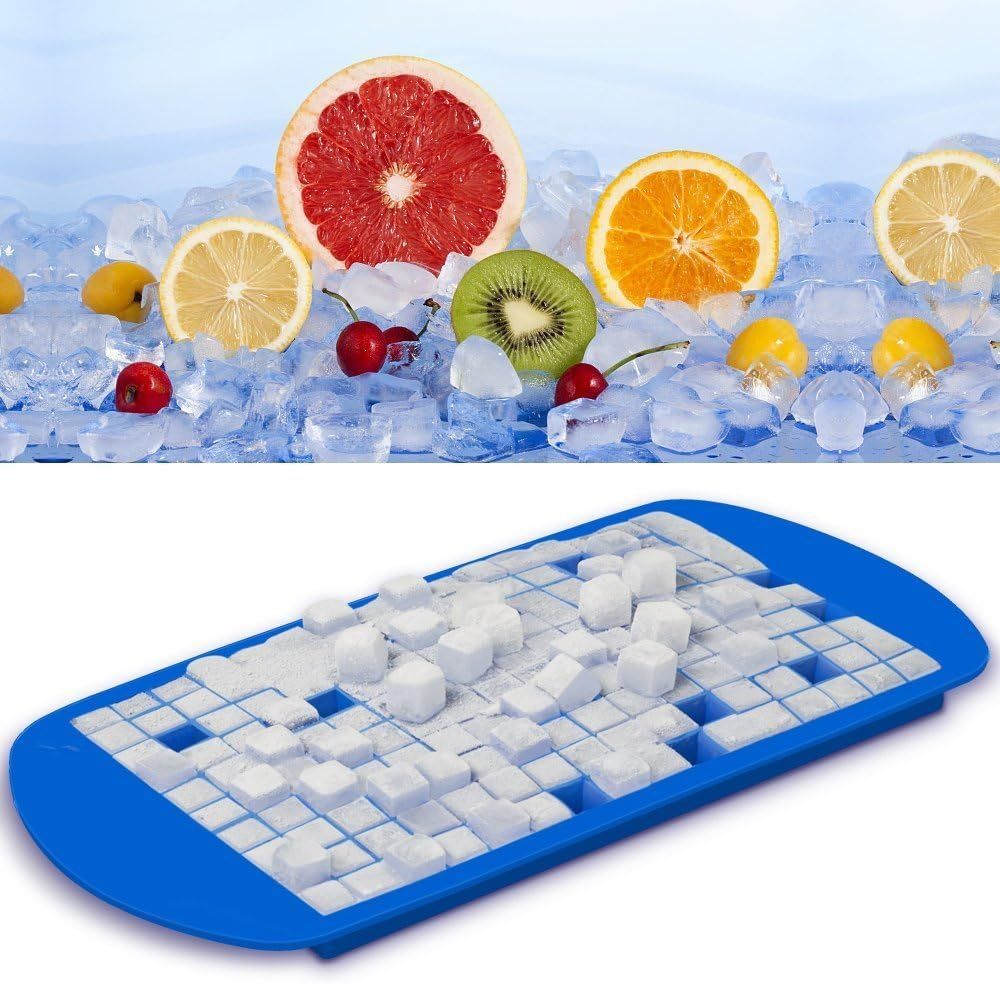 Two silicone ice cube trays with easy-release design, ideal for freezing ice cubes, pudding, or baby feeding accessories.
